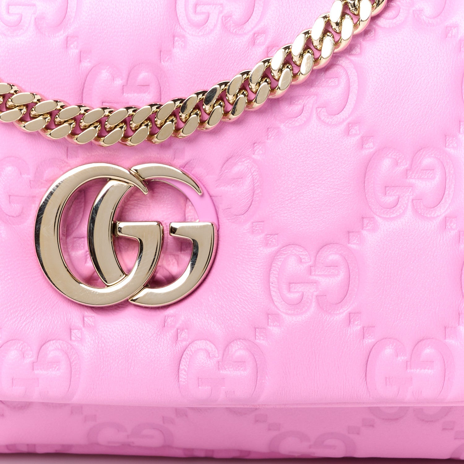 Gucci Lambskin Embossed Small GG Milano Top Handle Shoulder Bag Pink 9 of 11
