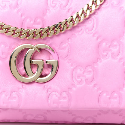 Gucci Lambskin Embossed Small GG Milano Top Handle Shoulder Bag Pink 9 of 11