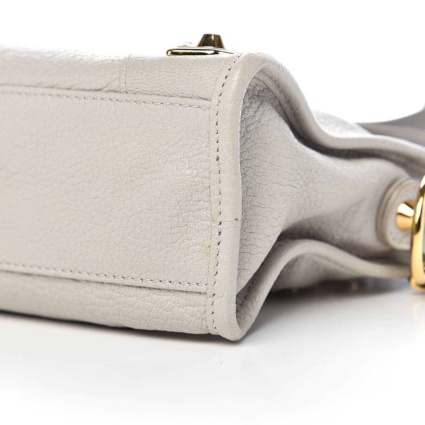Chevre Gold Metallic Edge Hardware Mini City Gris Clair Gris Perle