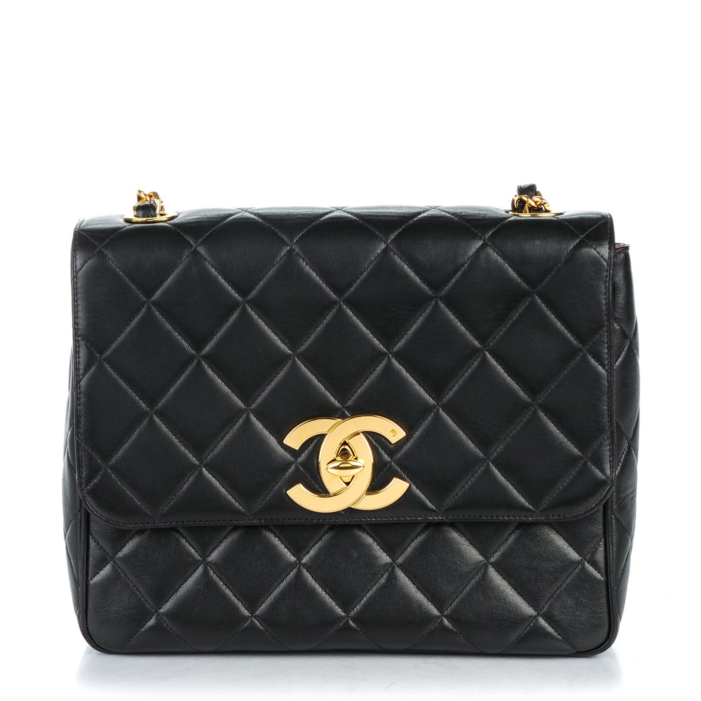 Lambskin Quilted Medium Single Flap Black