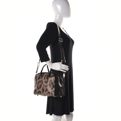 Christian Louboutin Suede Calfskin Leopard Print Small Marie Jane Top Handle Black 2 of 10