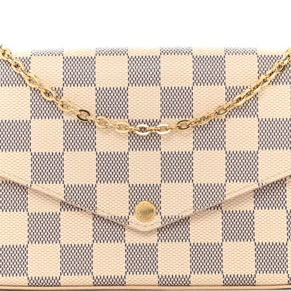 Louis Vuitton Damier Azur Pochette Felicie Chain Wallet Rose Ballerine 8 of 10