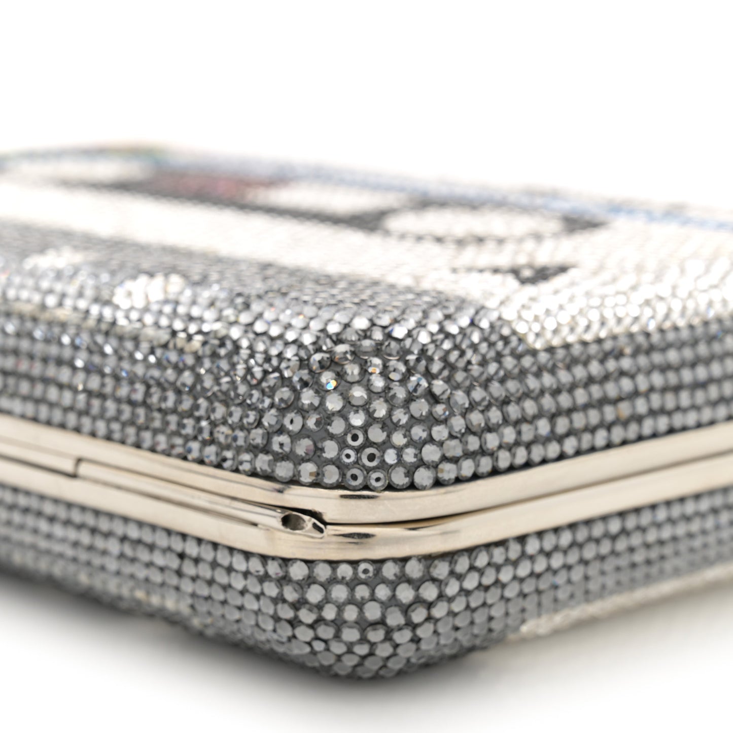 Crystal Bespoke Rainbow Mix Slim Slide Minaudiere Clutch Multicolor