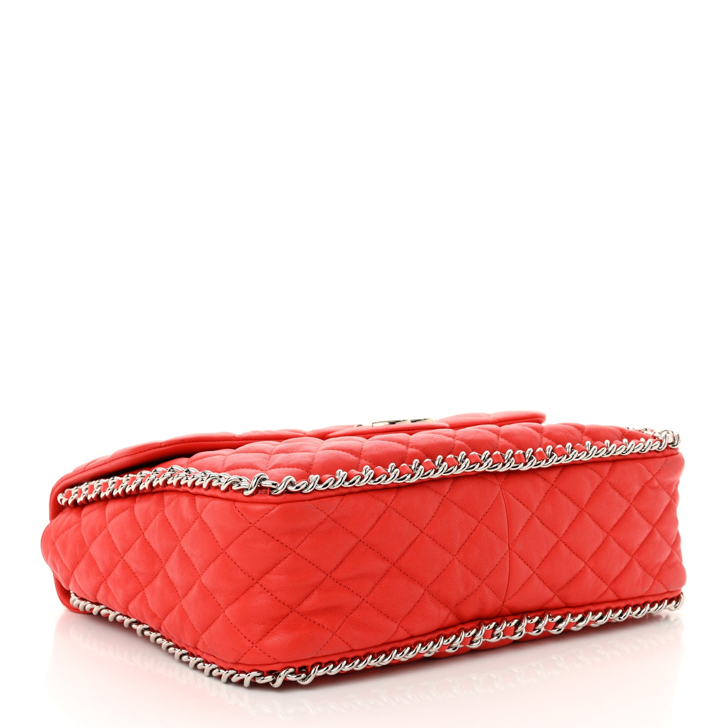 Chanel Washed Lambskin Quilted Maxi Chain Around Flap Red 4 of 12