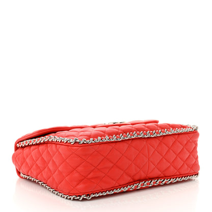 Chanel Washed Lambskin Quilted Maxi Chain Around Flap Red 4 of 12