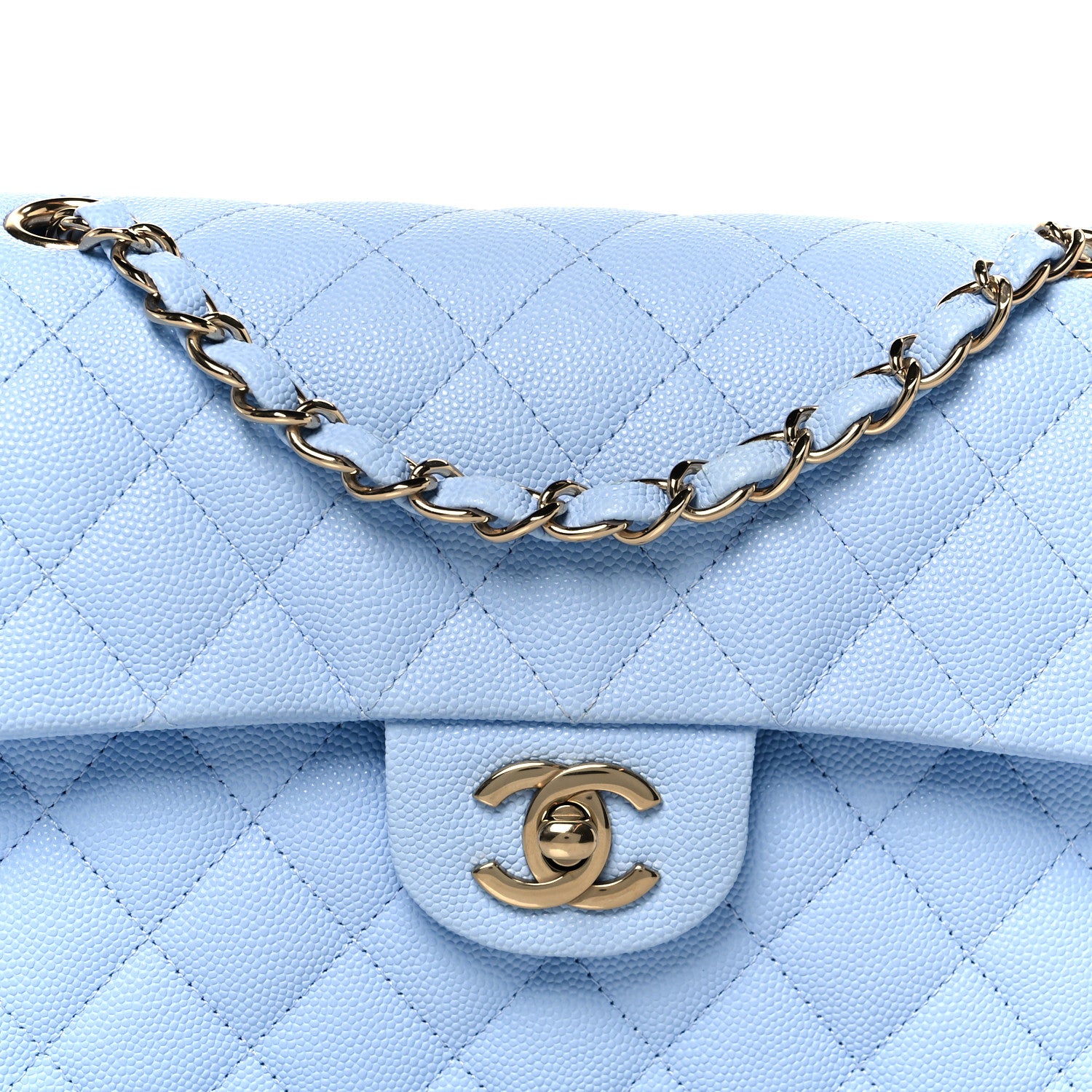 Chanel Caviar Quilted Small Double Flap Light Blue 9 of 12