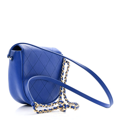 Chanel Goatskin Stitched Casual Trip Messenger Flap Royal Blue 3 of 12
