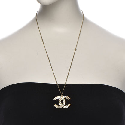Chanel Baguette Crystal Quilted CC Pendant Necklace Gold 2 of 5