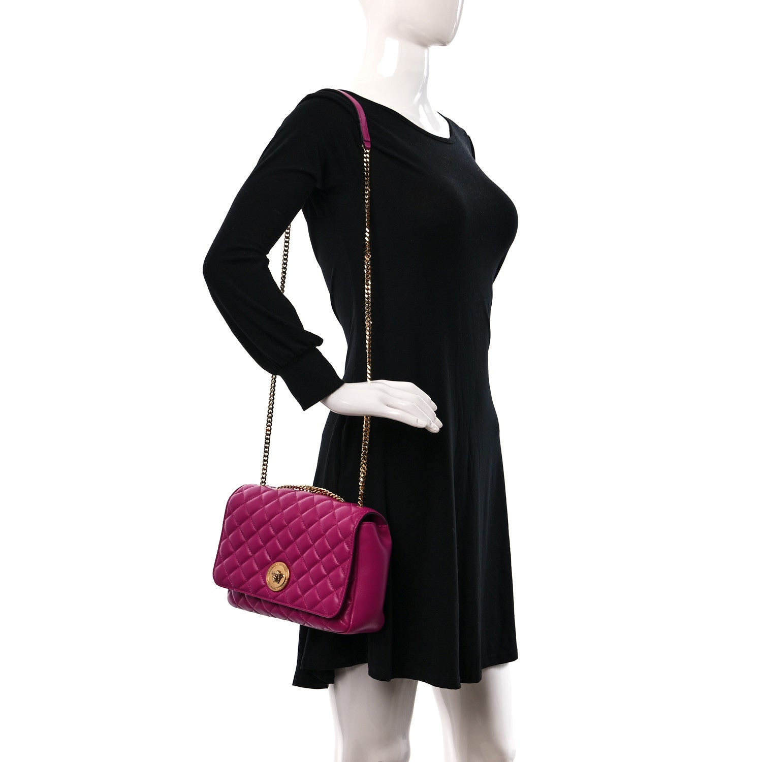 Versace Nappa Quilted Medusa Chain Crossbody Pink 3 of 8