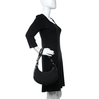 Celine Canvas Calfskin Jacquard Medium Ava Triomphe Shoulder Bag With Strap Black 2 of 9