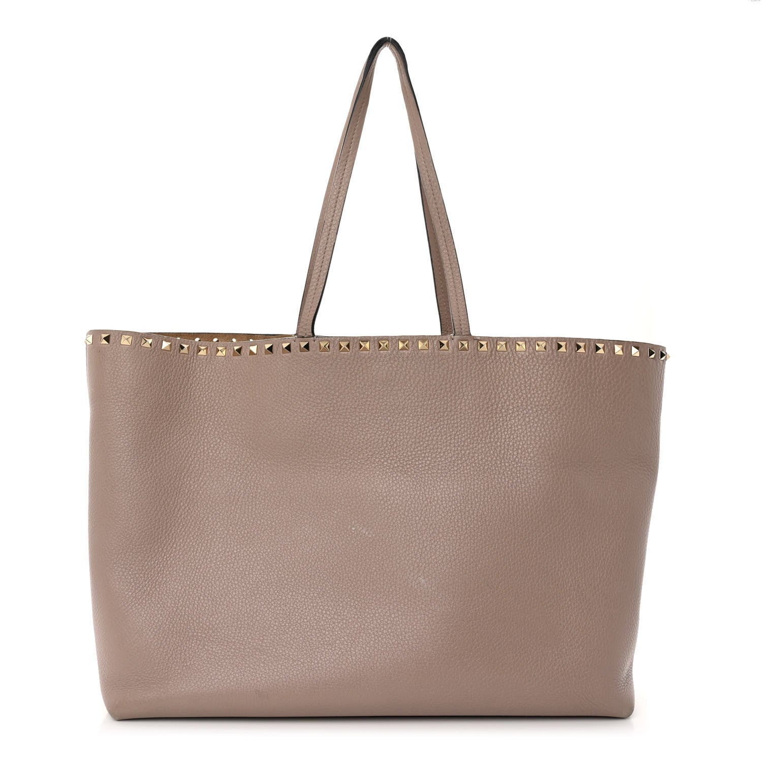 Valentino Garavani Grained Calfskin Rockstud Shoulder Tote Poudre 1 of 13