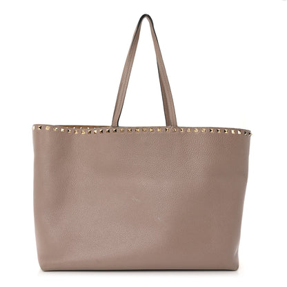 Valentino Garavani Grained Calfskin Rockstud Shoulder Tote Poudre 1 of 13