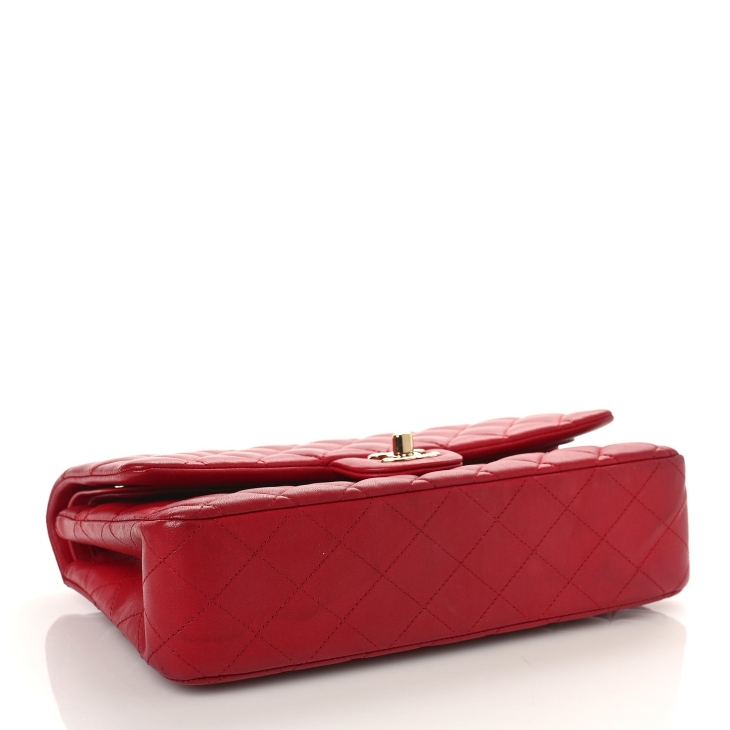 Lambskin Quilted Medium Double Flap Red