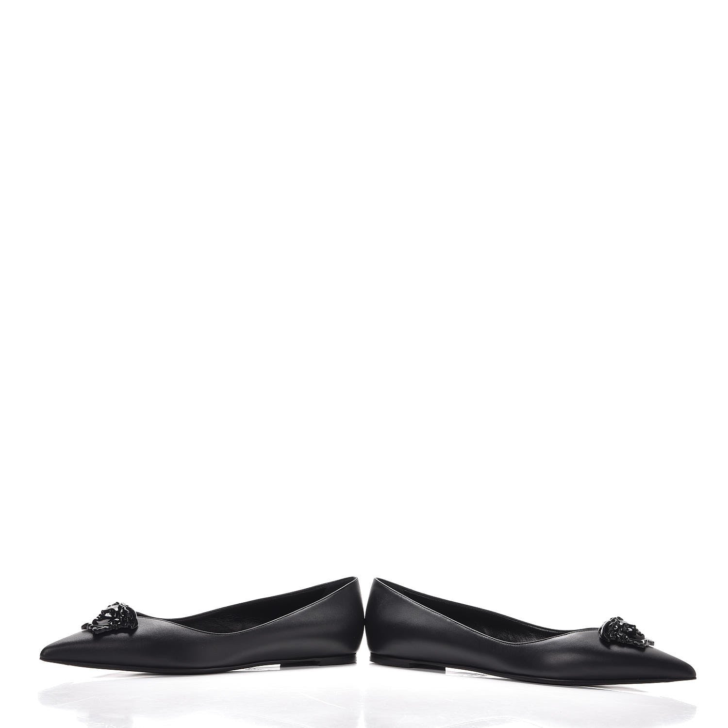 Versace Calfskin Palazzo Ballerina Flats 39.5 Black 5 of 11