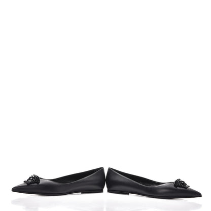 Versace Calfskin Palazzo Ballerina Flats 39.5 Black 5 of 11