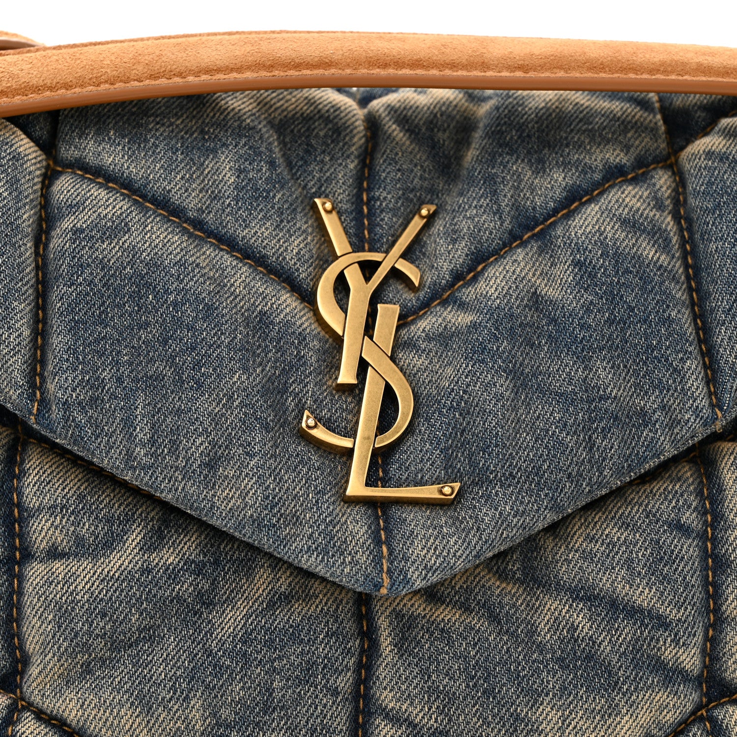Saint Laurent Denim Quilted Small Loulou Puffer Monogram Chain Satchel Blue Cinnamon 8 of 11