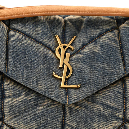Saint Laurent Denim Quilted Small Loulou Puffer Monogram Chain Satchel Blue Cinnamon 8 of 11