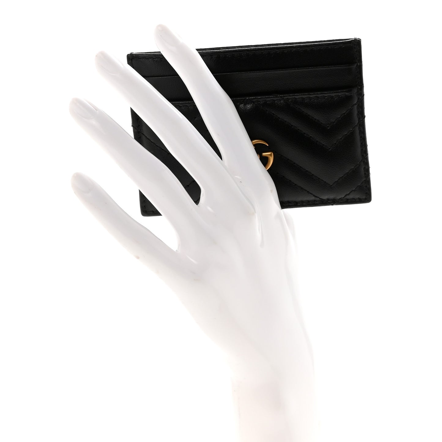 Calfskin Matelasse GG Marmont Card Holder Black