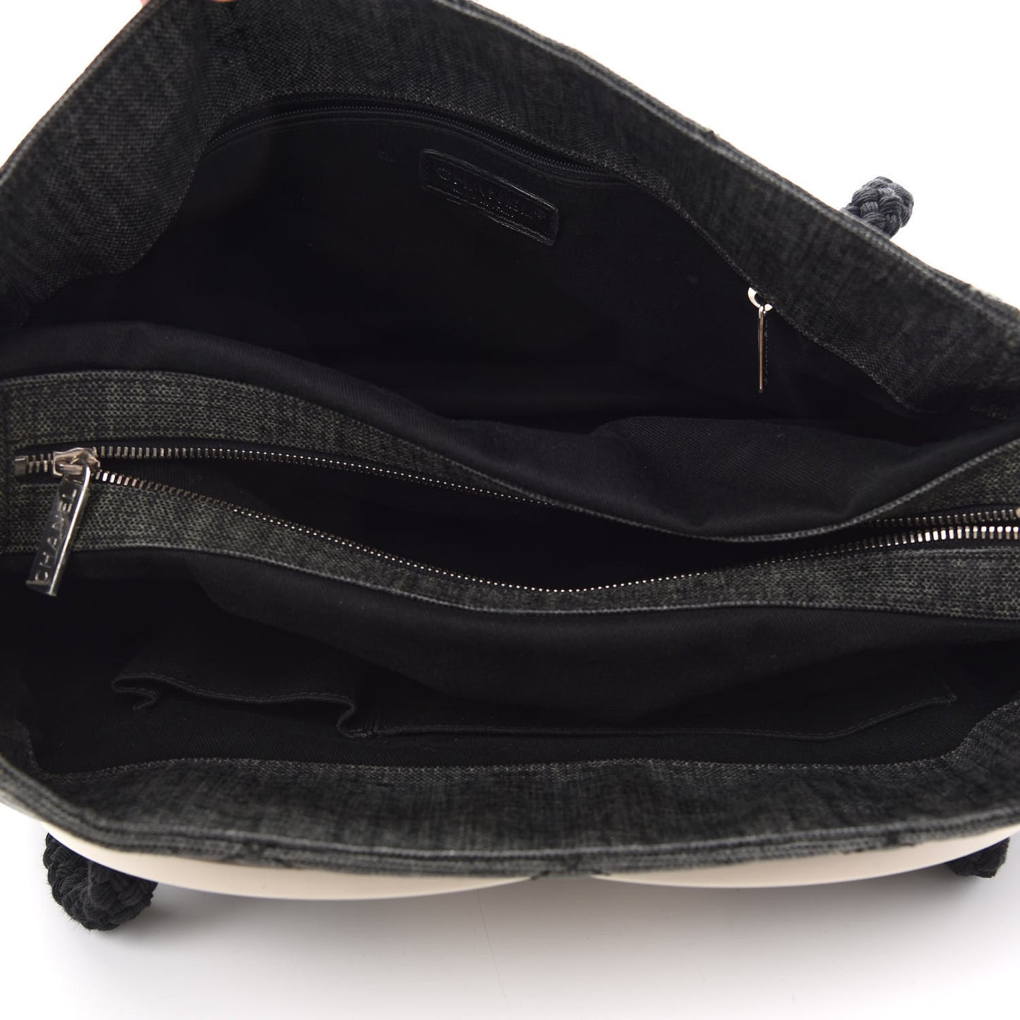 Coated Canvas Large CC Yacht Tote Black White