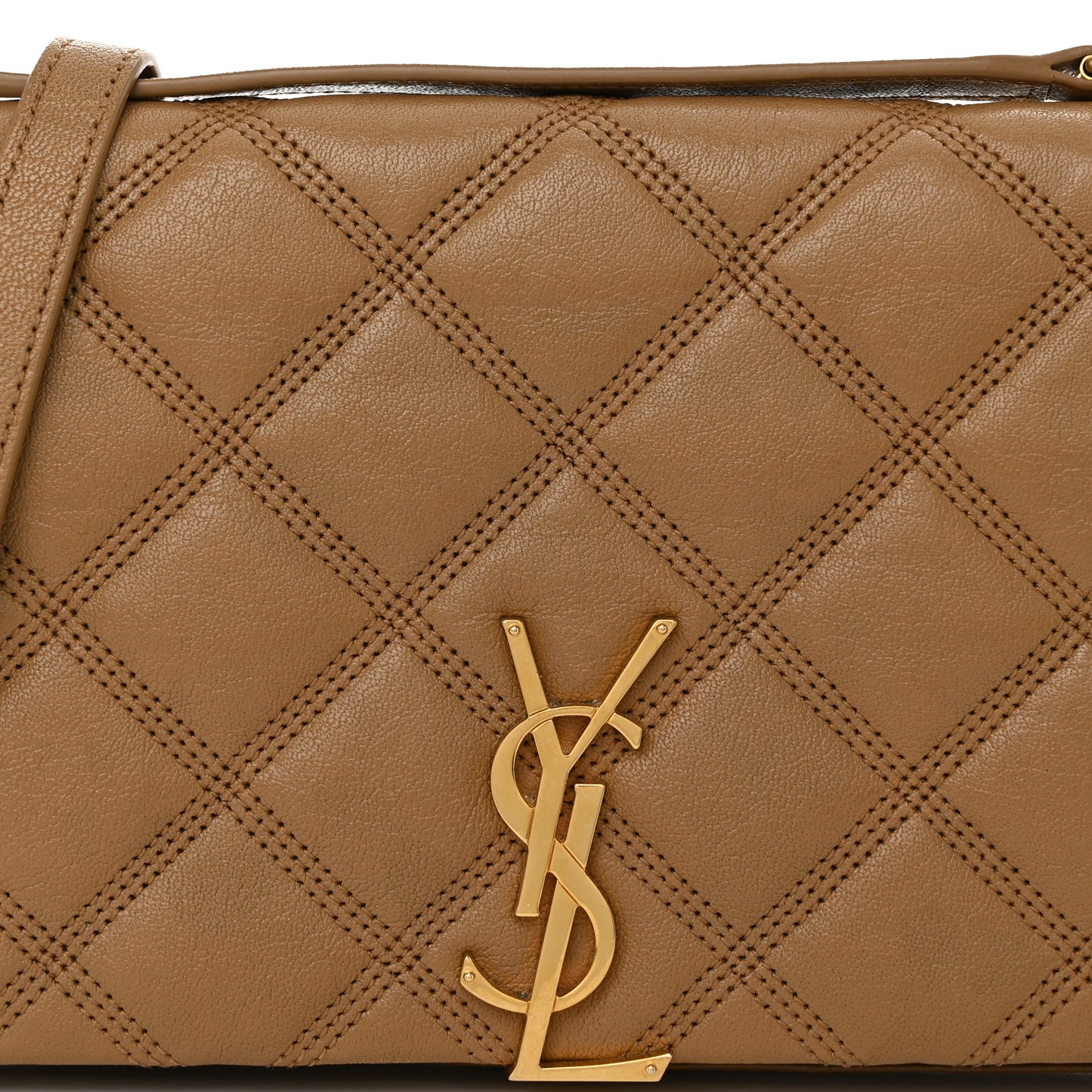 Lambskin Diamond Quilted Becky Chain Wallet Natural Tan