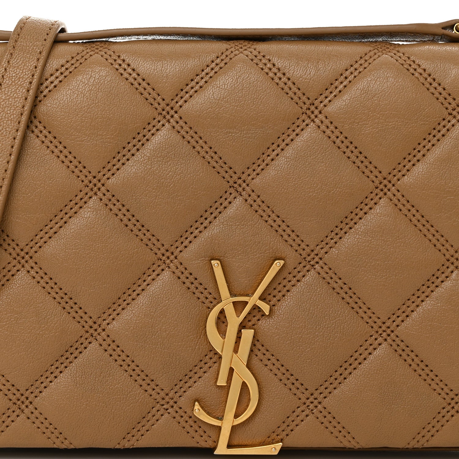 Saint Laurent Lambskin Diamond Quilted Becky Chain Wallet Natural Tan 7 of 11