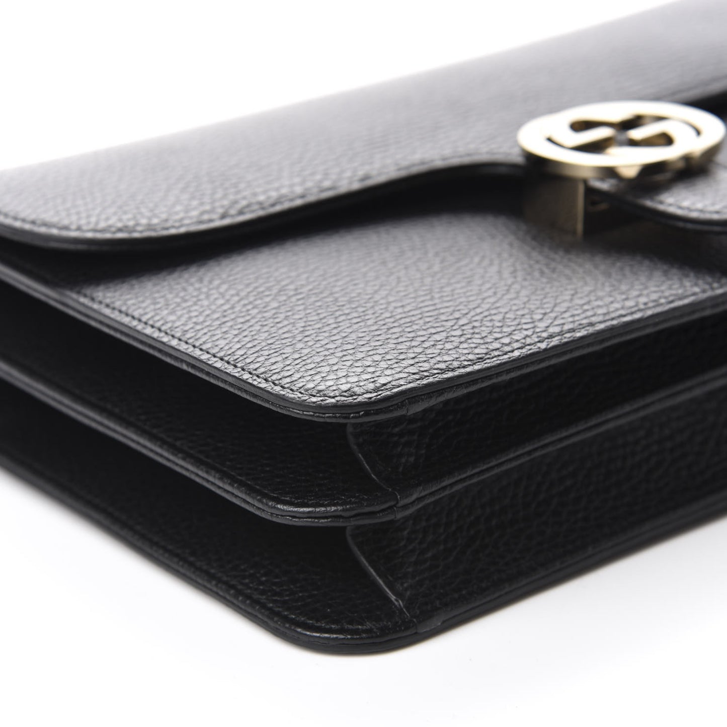 Dollar Calfskin Interlocking G Shoulder Bag Black