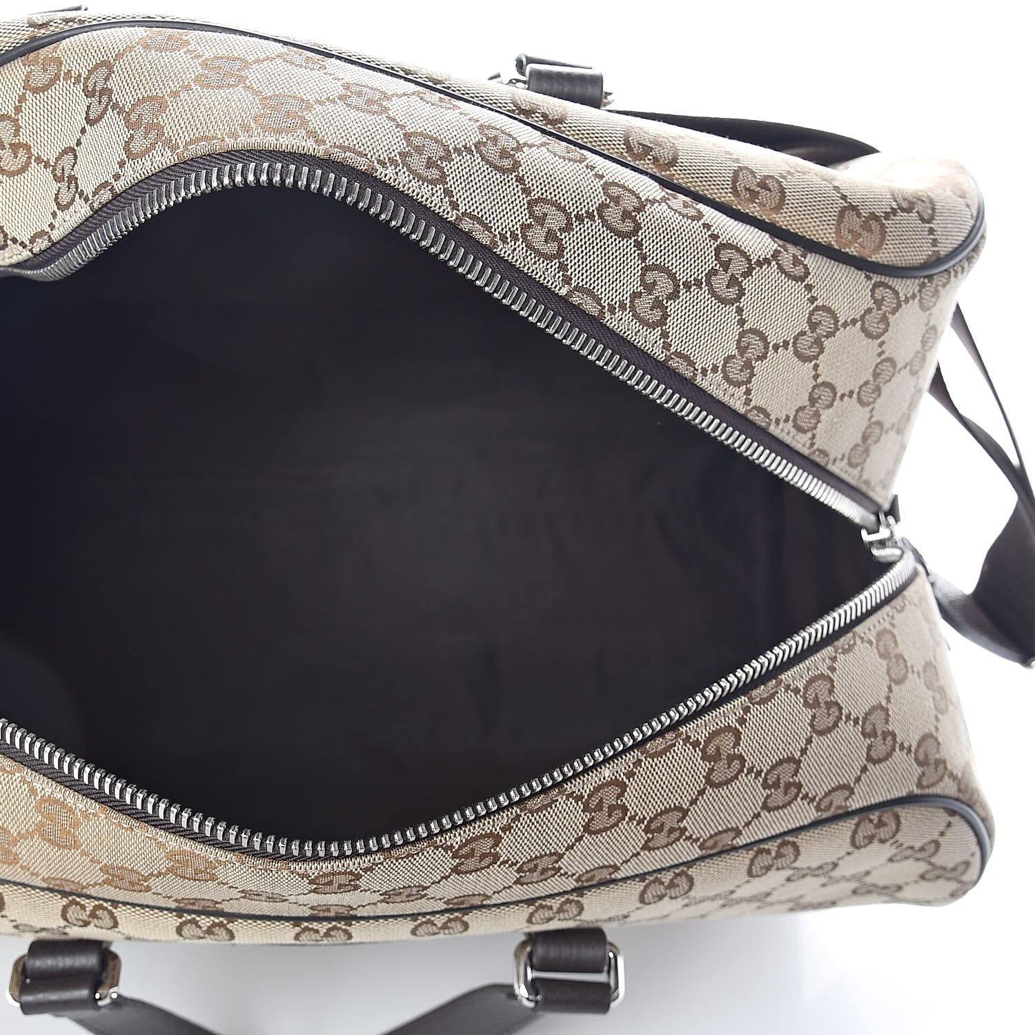 Gucci Monogram Dollar Calfskin Boston Duffle Bag Beige Ebony Testa di Moro Marrone Scuro 5 of 10