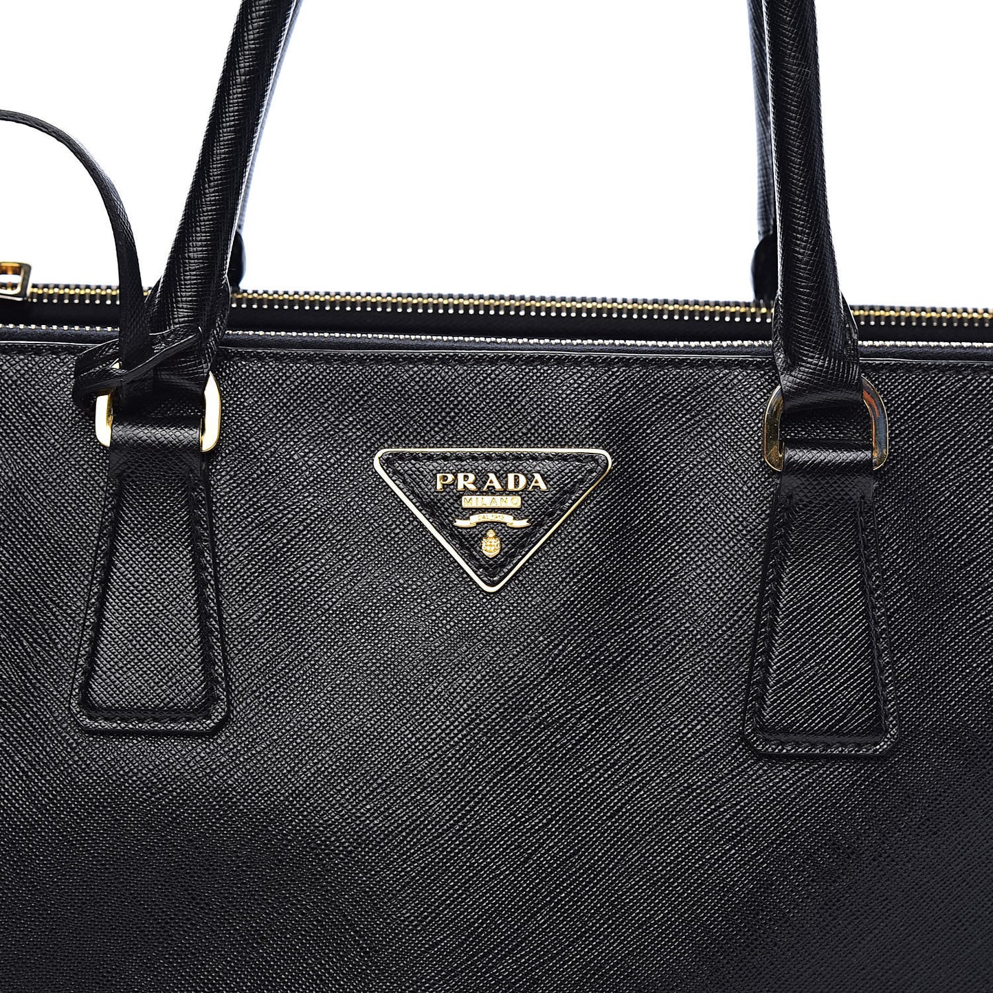 Saffiano Medium Galleria Double Zip Tote Black