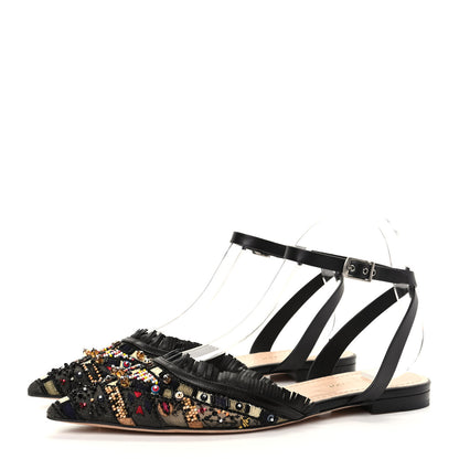 Christian Dior Calfskin Beaded Teddy D Mule Slingback Flats 39.5 Multicolor 3 of 9