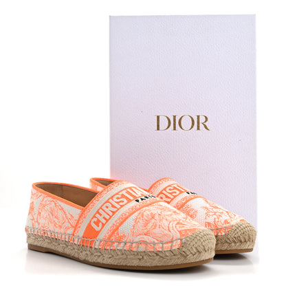 Christian Dior Embroidered Toile De Jouy Granville Espadrille 38 38 White Orange 9 of 9