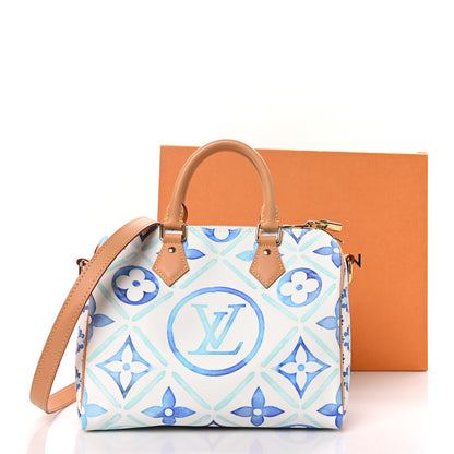 Louis Vuitton Monogram Tiles By The Pool Speedy Bandouliere 25 Lagoon Blue 12 of 12
