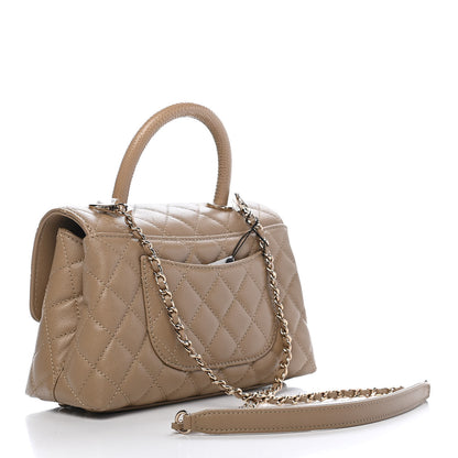 Chanel Caviar Lizard Embossed Quilted Mini Coco Handle Flap Dark Beige 2 of 8
