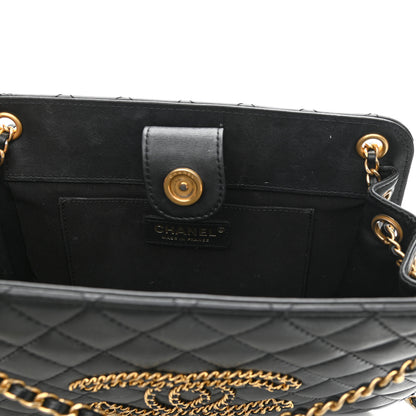 Chanel Calfskin Quilted CC Chain Accordion Tote Black 11 of 12