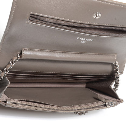 Chanel Patent Quilted Wallet On Chain WOC Grey 7 of 10