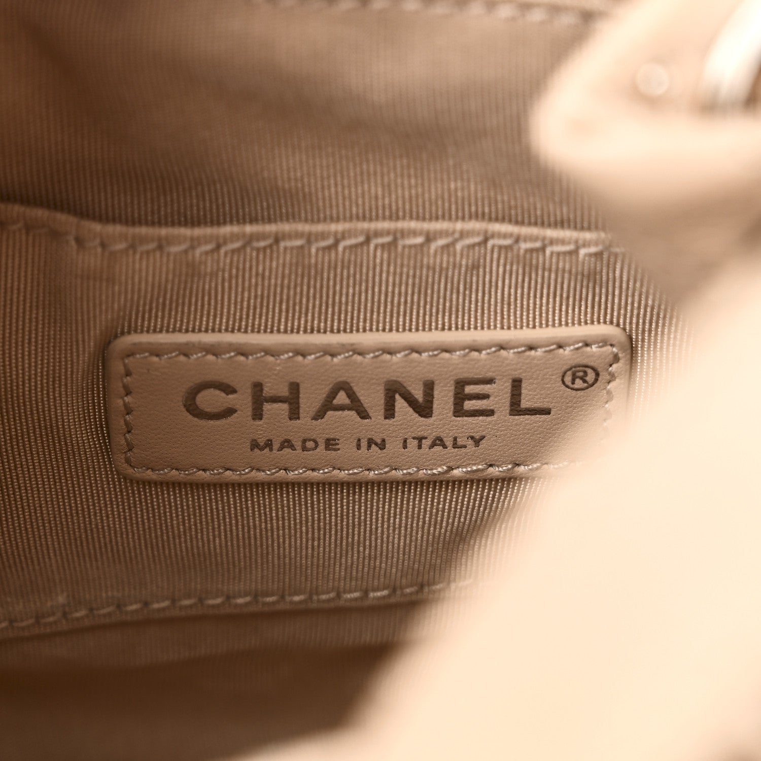 Chanel Calfskin Studded Chevron Quilted Small Stud Wars Drawstring Bag Beige 6 of 10