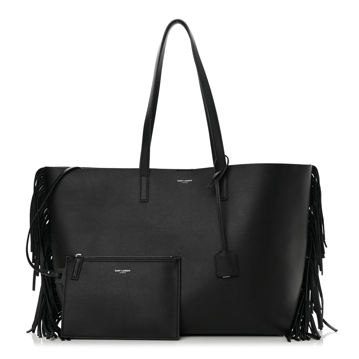 Saint Laurent Calfskin Large Fringe Shopping Tote Black 1 of 12