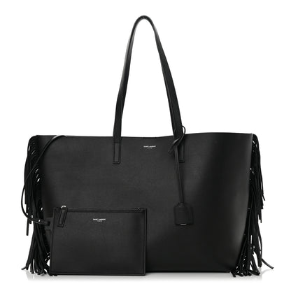 Saint Laurent Calfskin Large Fringe Shopping Tote Black 1 of 12