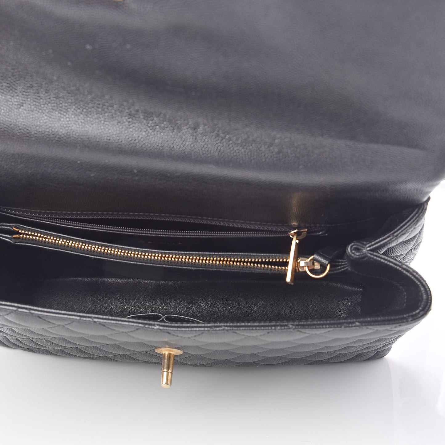 Caviar Elaphe Quilted Medium Coco Handle Flap Black Burgundy