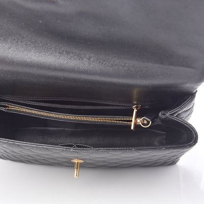 Chanel Caviar Elaphe Quilted Medium Coco Handle Flap Black Burgundy 5 of 11