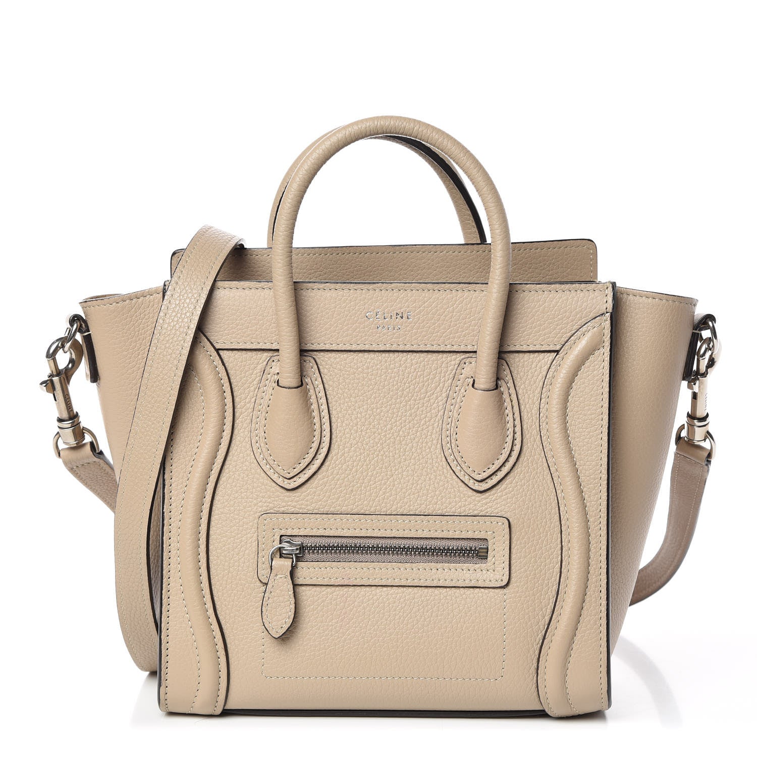 Celine Drummed Calfskin Nano Luggage Dune 1 of 11