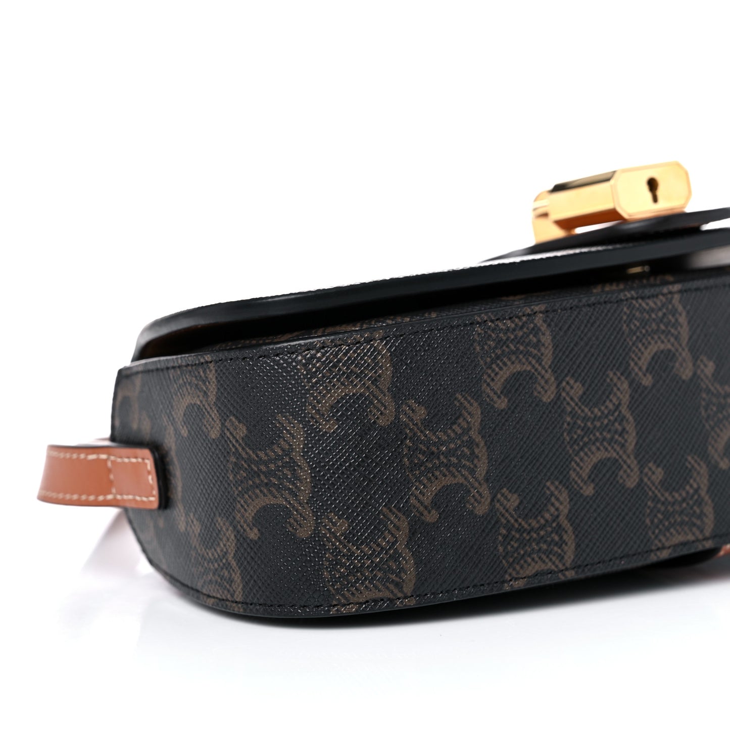 Triomphe Canvas Calfskin Tabou Clutch on Strap Tan