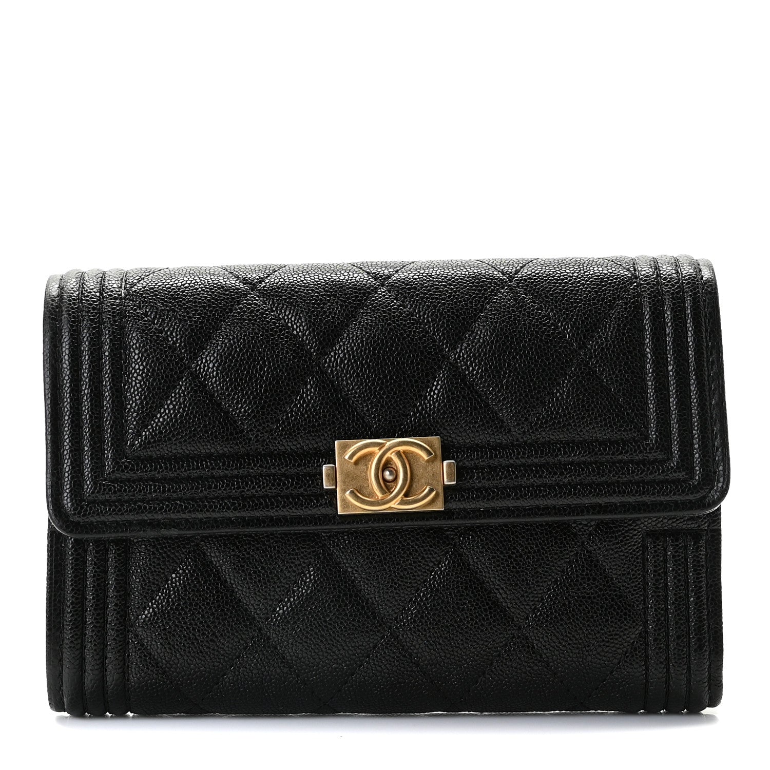 Chanel Caviar Quilted Medium Boy Flap Wallet Black 1 of 7
