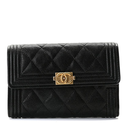 Chanel Caviar Quilted Medium Boy Flap Wallet Black 1 of 7