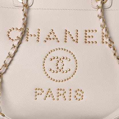 Chanel Caviar Small Studded Deauville Tote Ivory 8 of 10