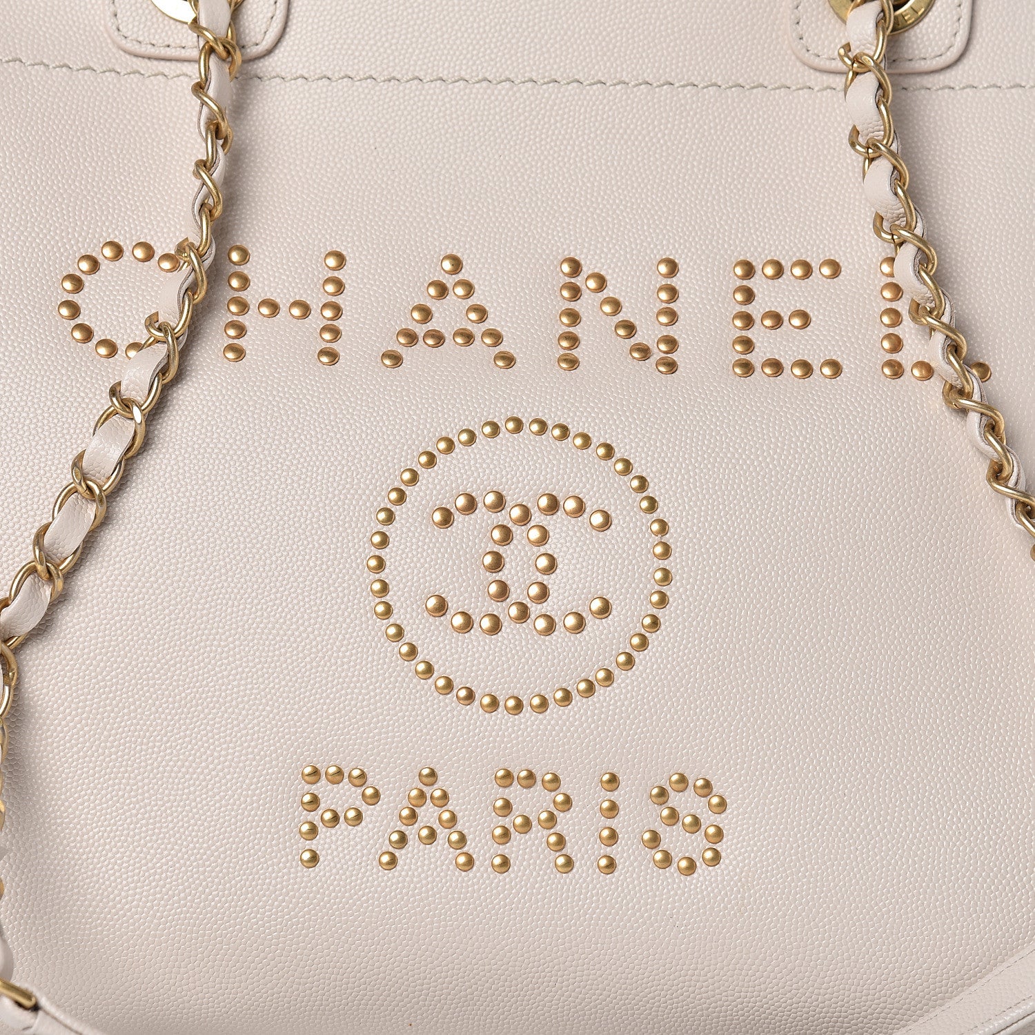Chanel Caviar Small Studded Deauville Tote Ivory 8 of 10