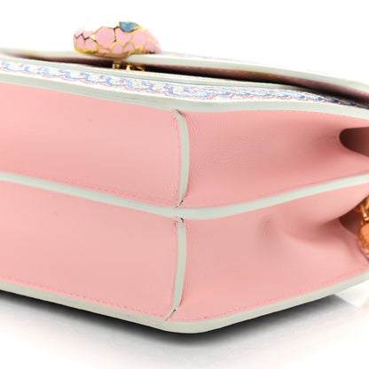 Bulgari X CASABLANCA Soft Grain Calfskin Mosaic Printed Serpenti Forever Top Handle Dusty Pink Multicolor 11 of 11