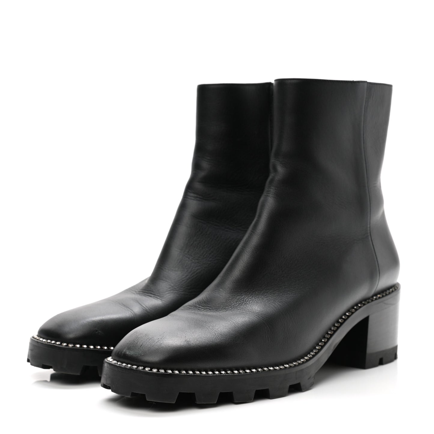 Grained Calfskin Crystal Embellished Mava Boots 40 Black
