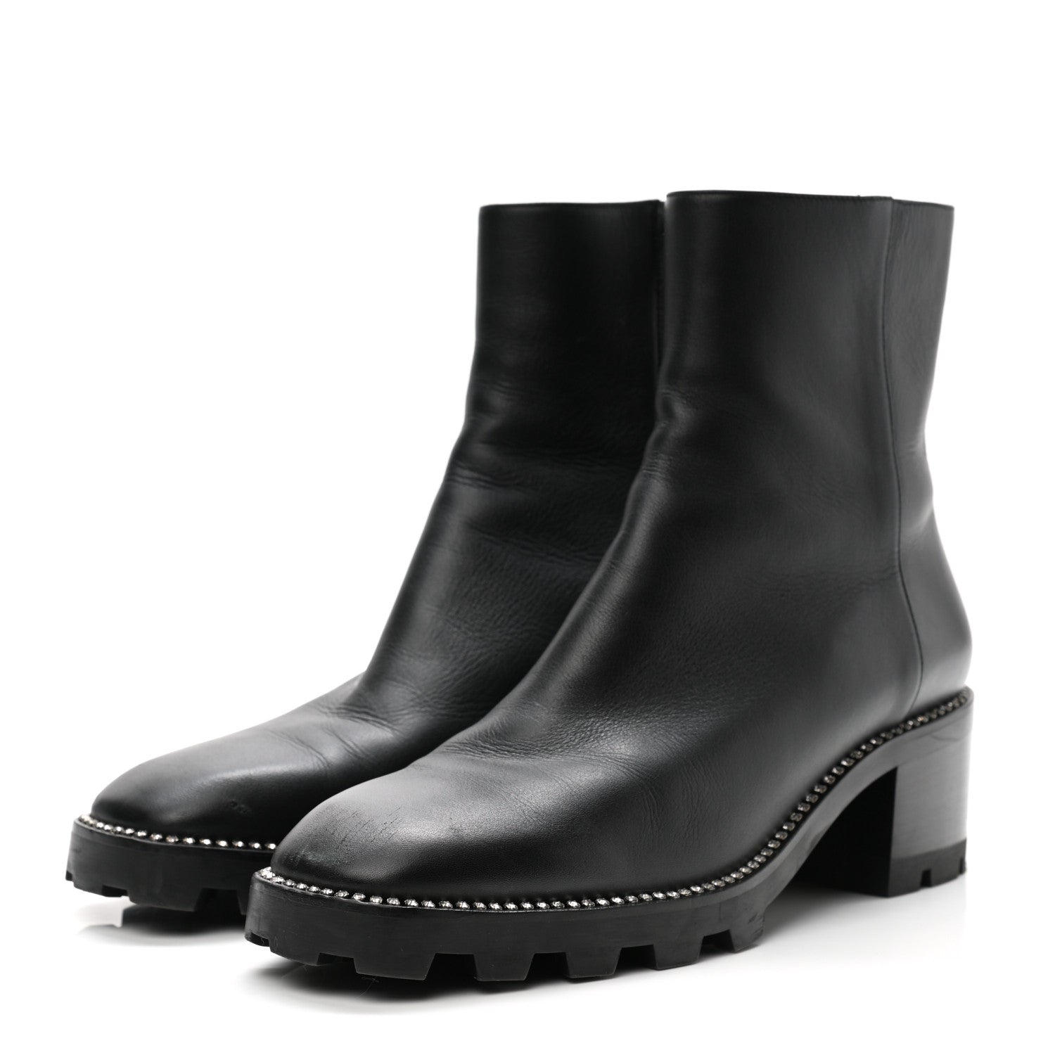 Jimmy Choo Grained Calfskin Crystal Embellished Mava Boots 40 Black 3 of 11