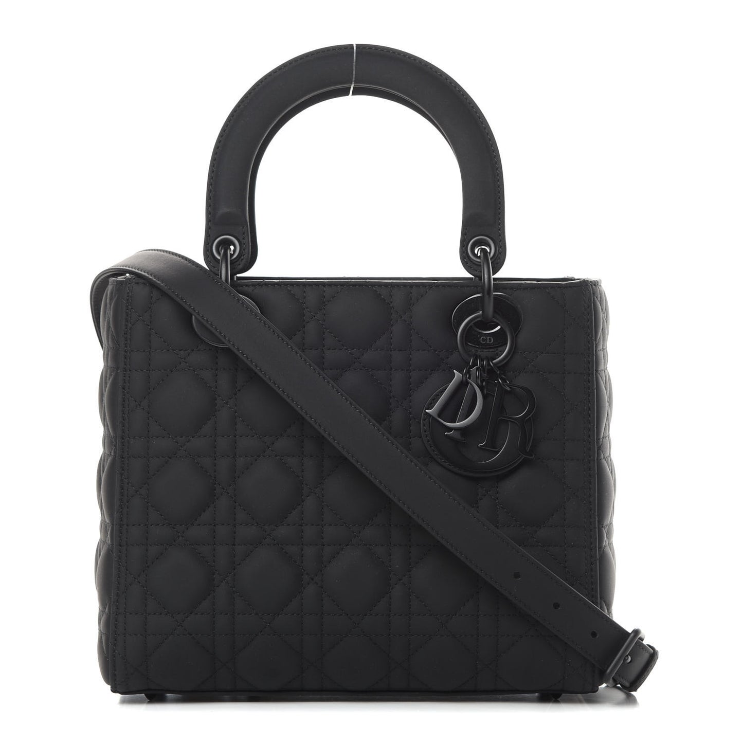 Ultra Matte Calfskin Cannage Medium Lady Dior Black