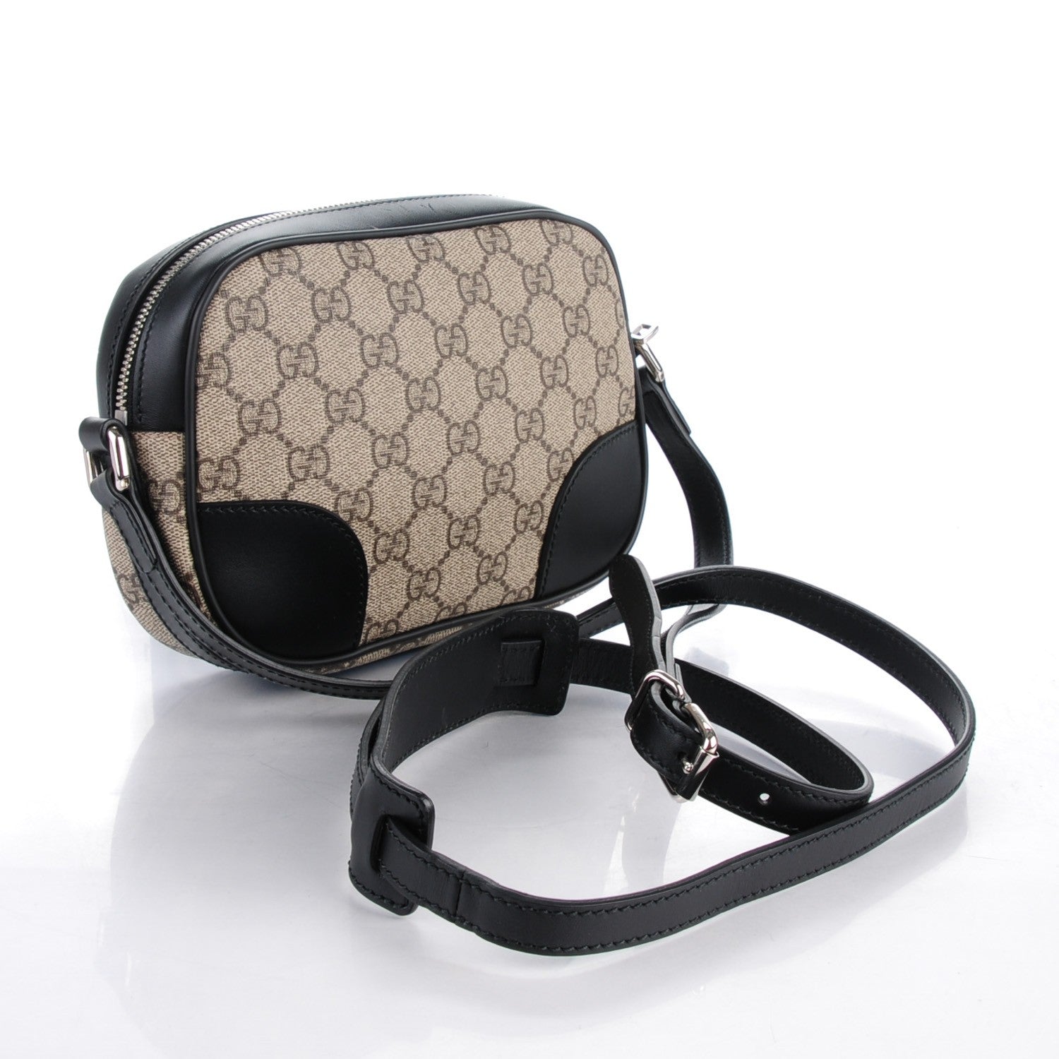 Gucci GG Supreme Monogram Web Small Shoulder Bag Black 3 of 7